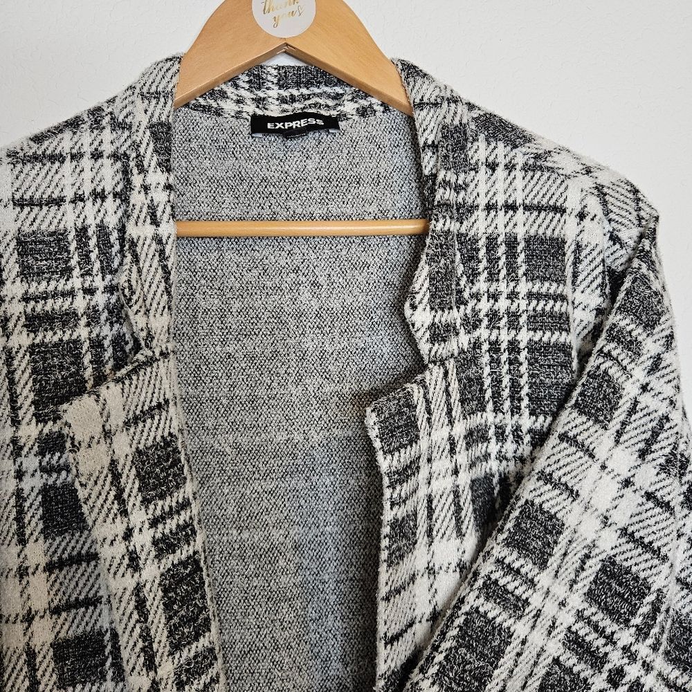 Express Black and White Plaid Coat, Women's Size Medium